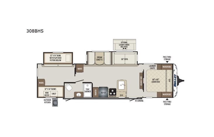 Representative floor plan provided by a trusted RVshare partner.