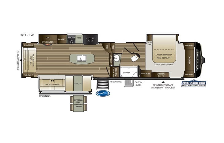 Representative floor plan provided by a trusted RVshare partner.