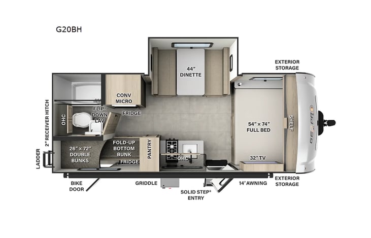 Representative floor plan provided by a trusted RVshare partner.