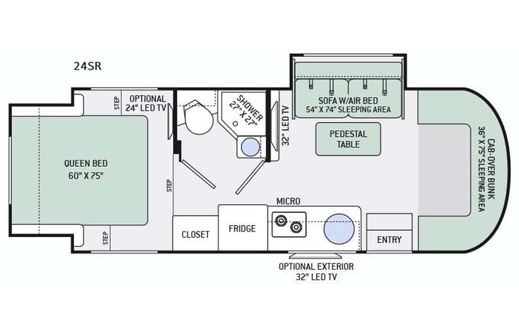 Representative floor plan provided by a trusted RVshare partner.