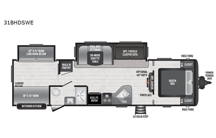 Representative floor plan provided by a trusted RVshare partner.