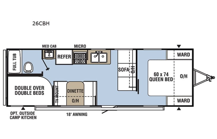 Representative floor plan provided by a trusted RVshare partner.