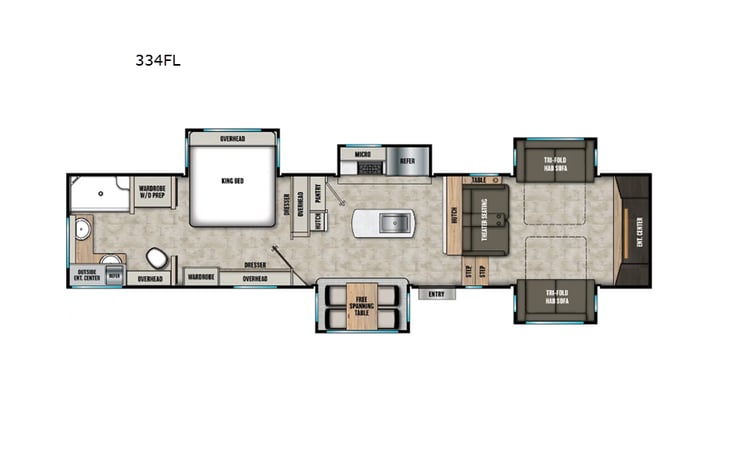 Representative floor plan provided by a trusted RVshare partner.