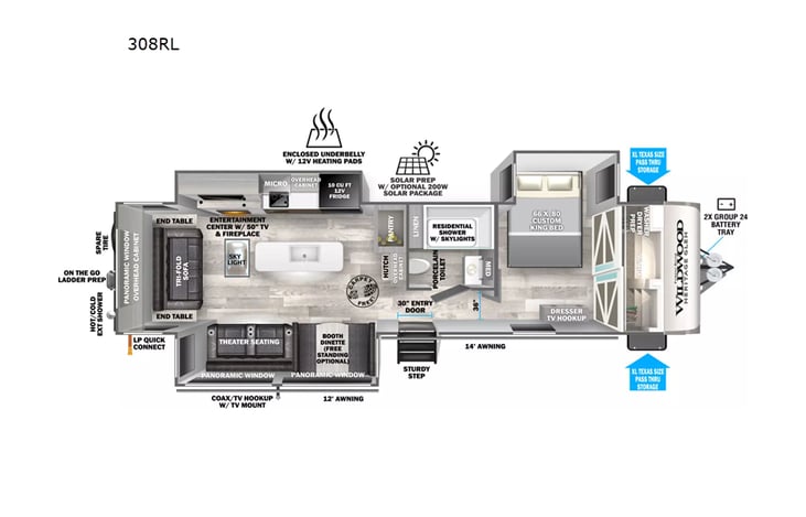 Representative floor plan provided by a trusted RVshare partner.