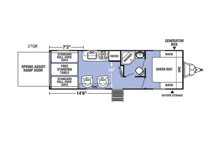 Representative floor plan provided by a trusted RVshare partner.