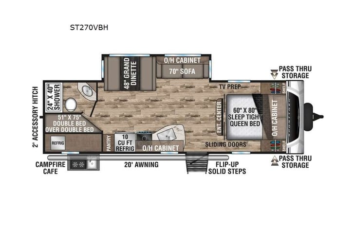 Representative floor plan provided by a trusted RVshare partner.