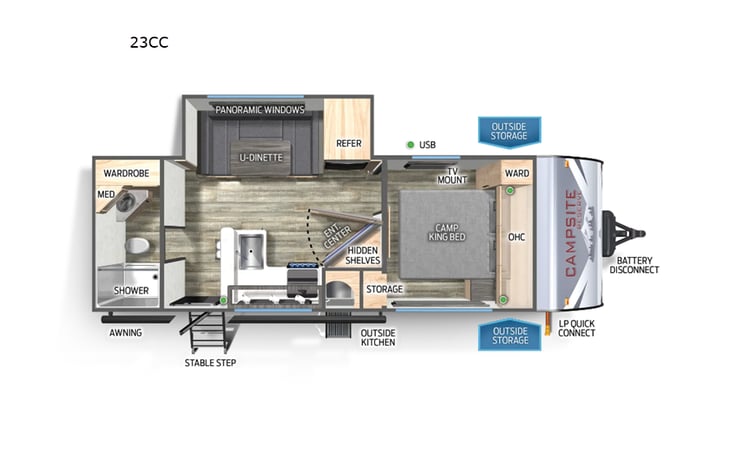 Representative floor plan provided by a trusted RVshare partner.