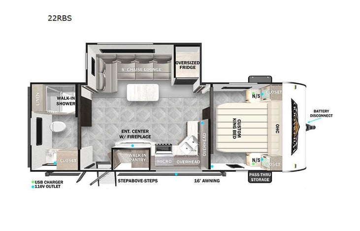 Representative floor plan provided by a trusted RVshare partner.