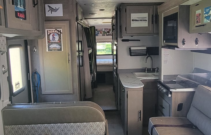 Here is an interior view of the Bunkhouse.  This is with the slides in.