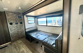 Fully furnished travel trailer for a small family.