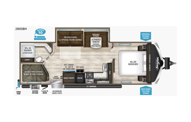 Representative floor plan provided by a trusted RVshare partner.
