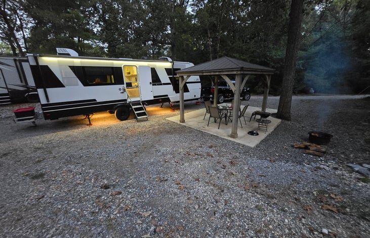 Awning lights and underside lights to keep you seeing at night!