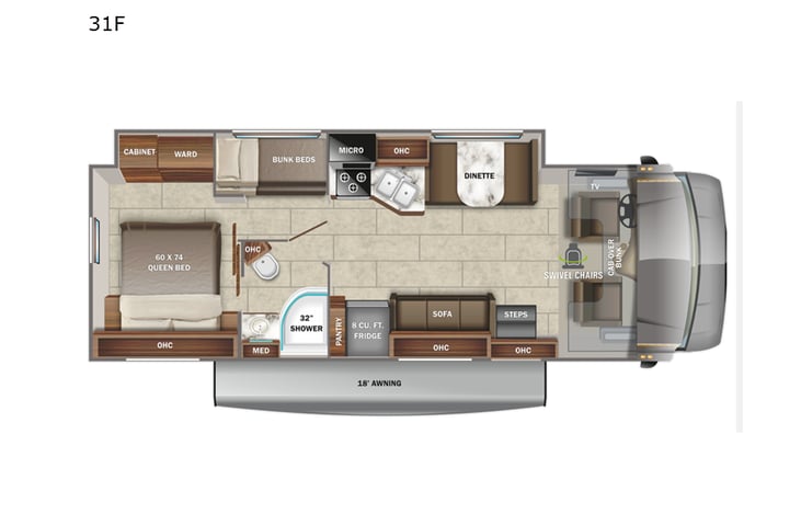 Representative floor plan provided by a trusted RVshare partner.