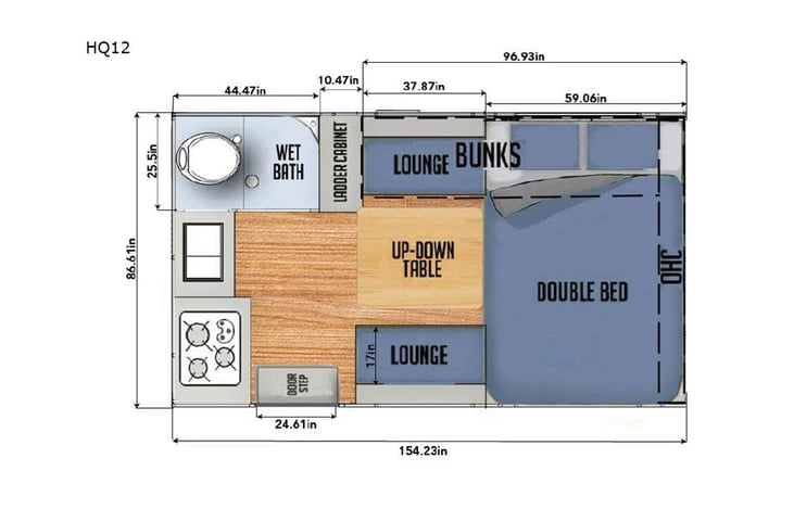 Representative floor plan provided by a trusted RVshare partner.