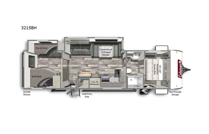 Representative floor plan provided by a trusted RVshare partner.