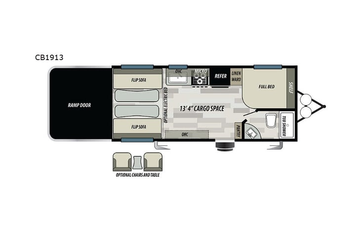 Representative floor plan provided by a trusted RVshare partner.