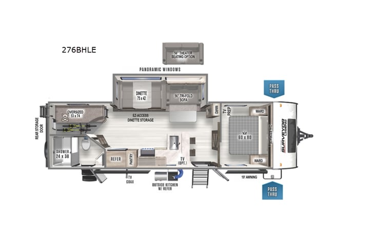 Representative floor plan provided by a trusted RVshare partner.