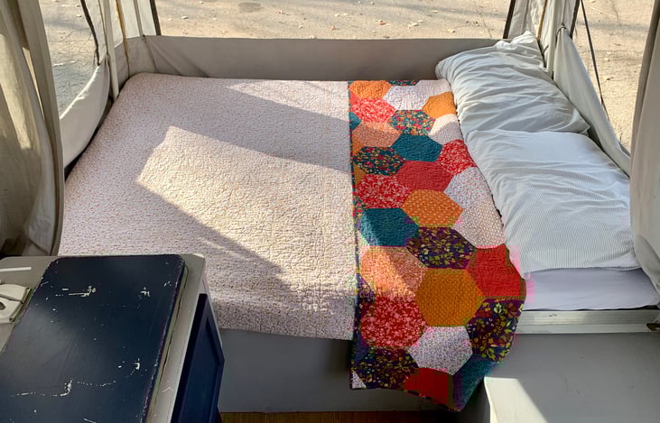 Second bed at the front of the camper