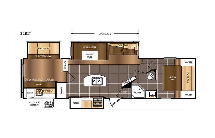 Representative floor plan provided by a trusted RVshare partner.