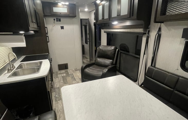 living area and garage