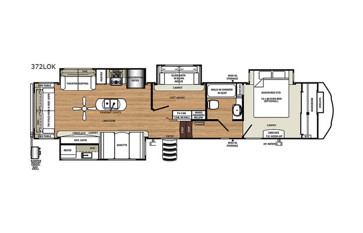 Representative floor plan provided by a trusted RVshare partner.