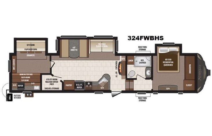 Representative floor plan provided by a trusted RVshare partner.