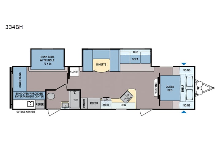 Representative floor plan provided by a trusted RVshare partner.