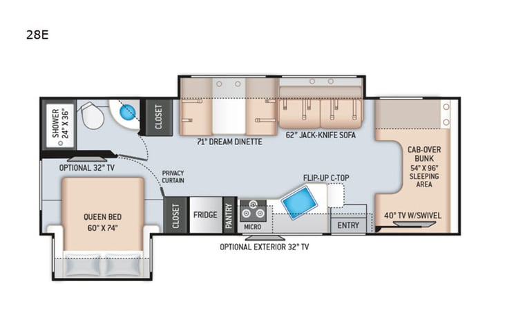 Representative floor plan provided by a trusted RVshare partner.