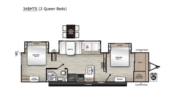 Representative floor plan provided by a trusted RVshare partner.
