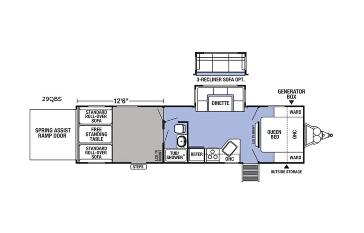 Representative floor plan provided by a trusted RVshare partner.