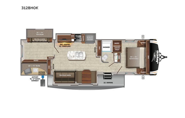 Representative floor plan provided by a trusted RVshare partner.