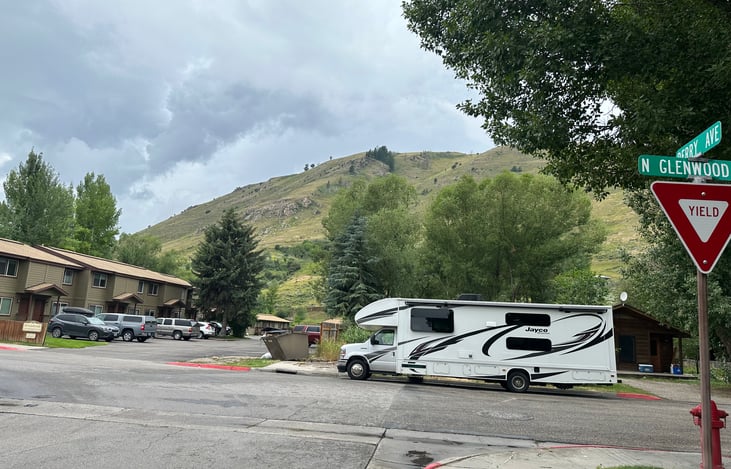 Marshmallow Man takes a break in Jackson after he visits Yellowstone National Park in Wyoming!