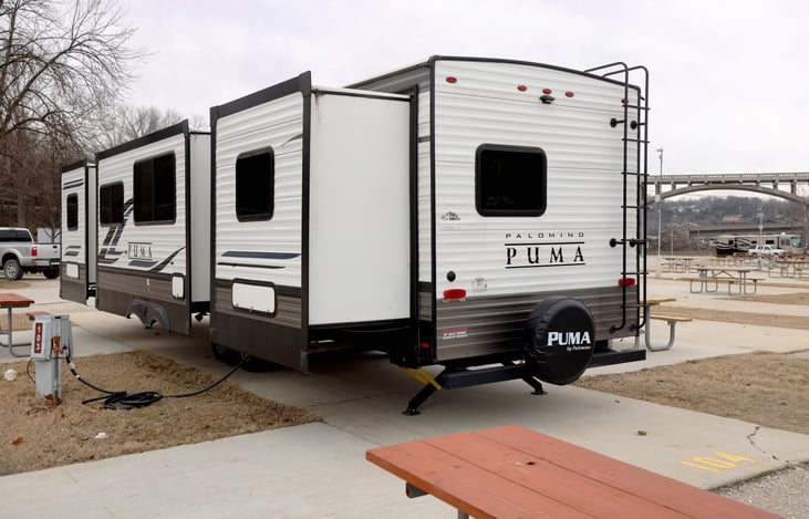 Experience "Gratitude" with our 2022 Palomino Puma 32RBFQ2 located near Table Rock Lake near Branson Missouri and Lake Of The Ozarks. Thank you from us at StoneMountainRVs(dot)com