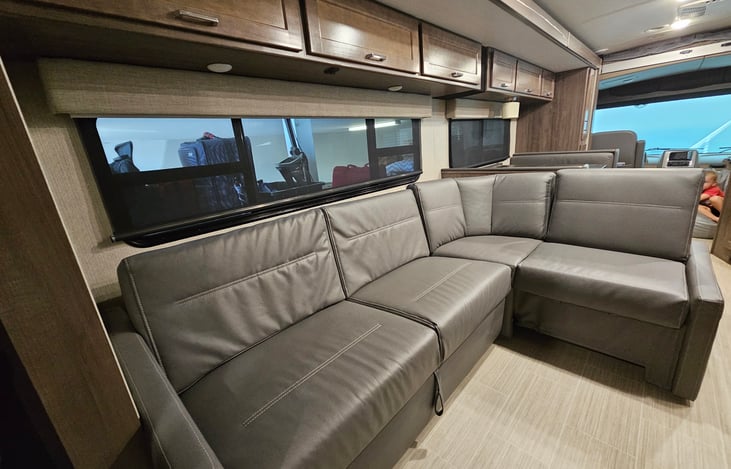 Couch can be positioned as regular loveseat, or sectional. Can also be pulled out for comfortable sleeping area.