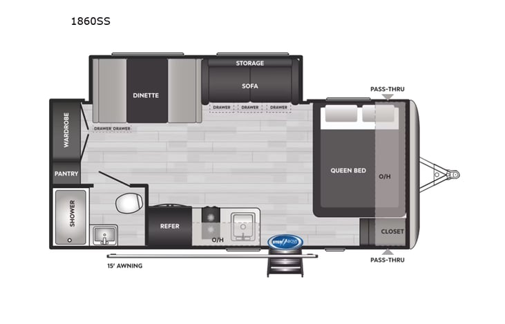 Representative floor plan provided by a trusted RVshare partner.