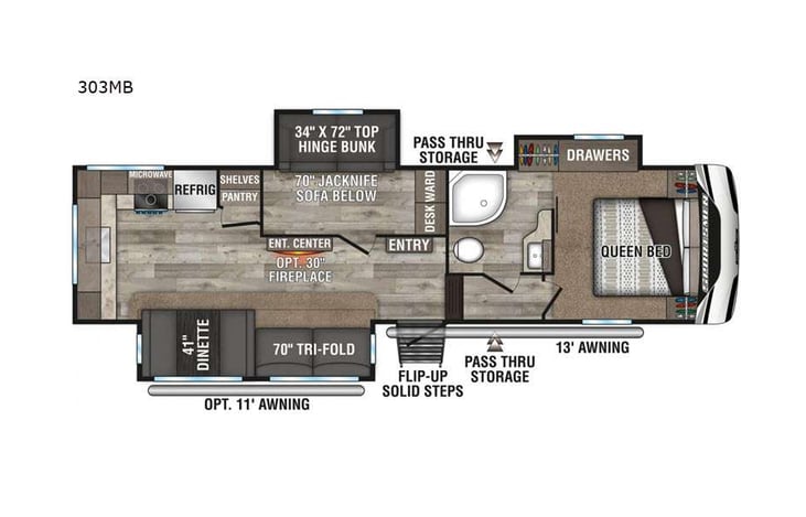 Representative floor plan provided by a trusted RVshare partner.