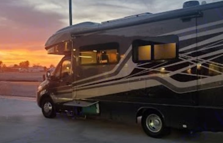 Original view of our RV at the Sunset