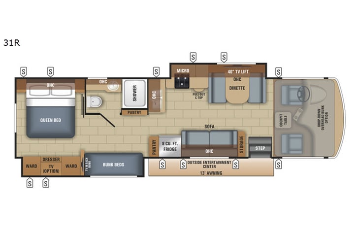Representative floor plan provided by a trusted RVshare partner.