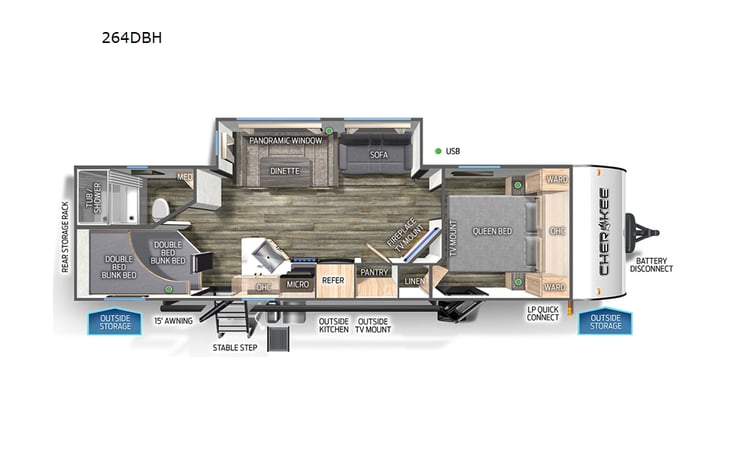 Representative floor plan provided by a trusted RVshare partner.