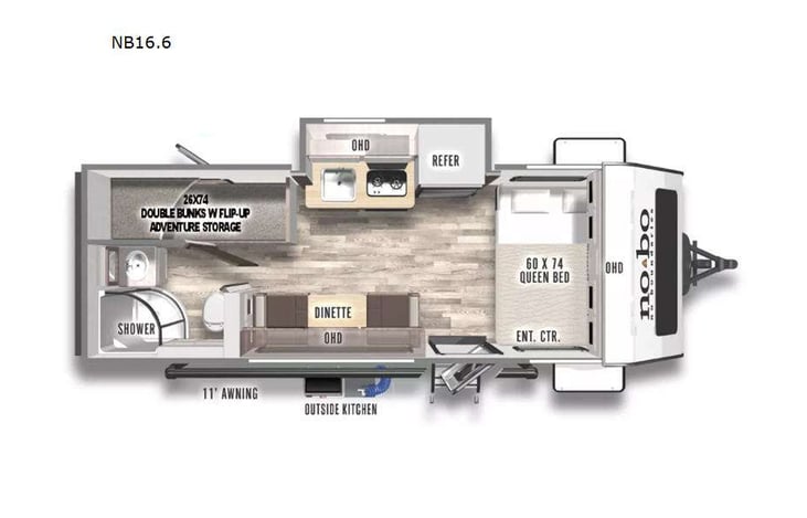 Representative floor plan provided by a trusted RVshare partner.