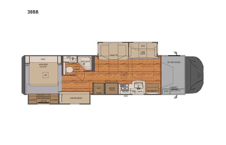 Representative floor plan provided by a trusted RVshare partner.