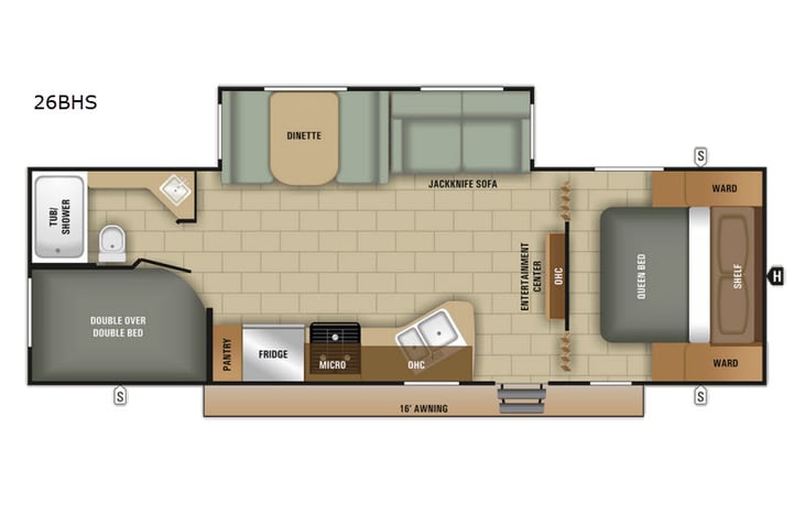Representative floor plan provided by a trusted RVshare partner.