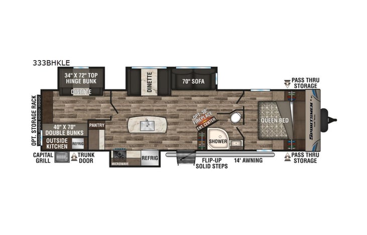 Representative floor plan provided by a trusted RVshare partner.
