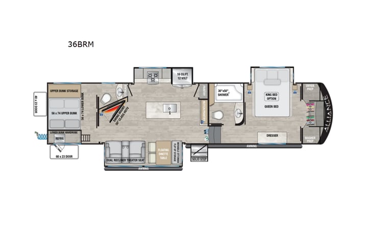 Representative floor plan provided by a trusted RVshare partner.