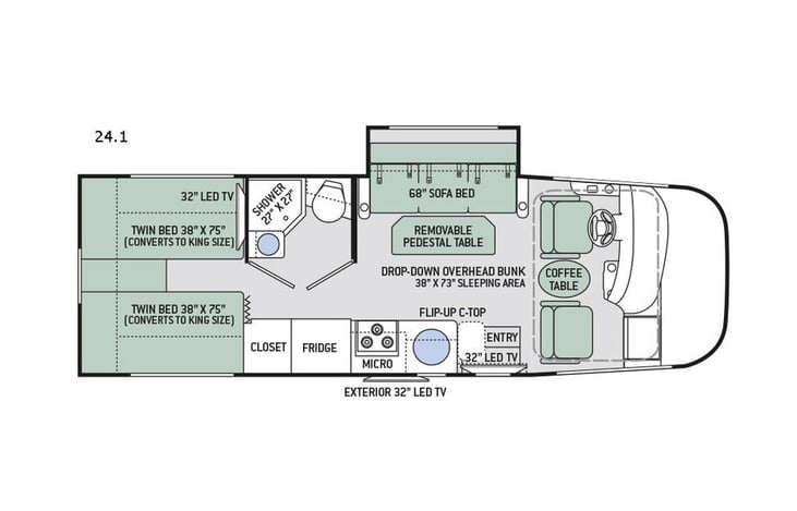 Representative floor plan provided by a trusted RVshare partner.