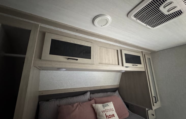 Above the bed storage.