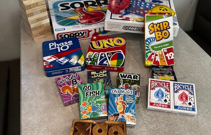 Assortment of Games for indoor family fun