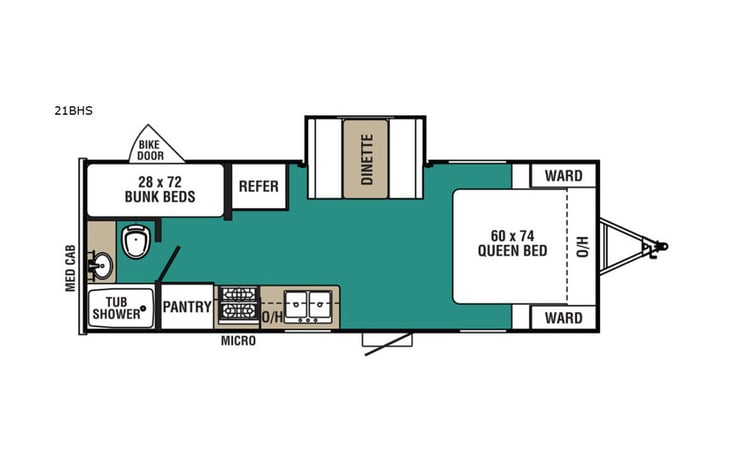 Representative floor plan provided by a trusted RVshare partner.