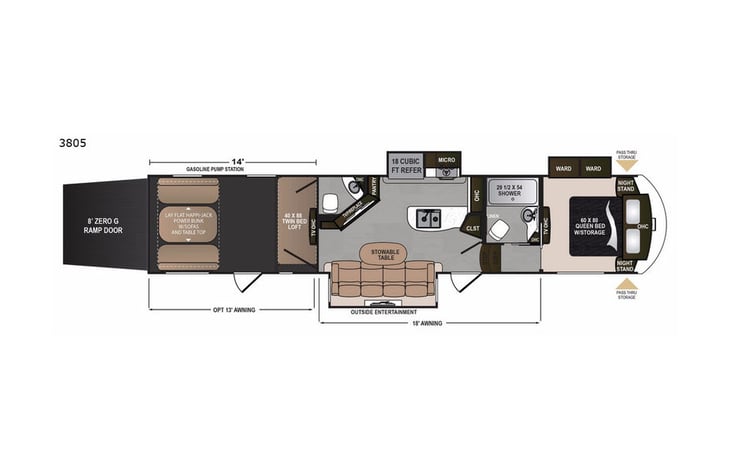Representative floor plan provided by a trusted RVshare partner.