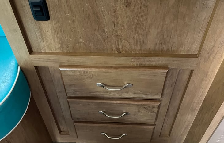 Tons of drawers, cabinets and closets allow for multiple storage options all throughout the RV!